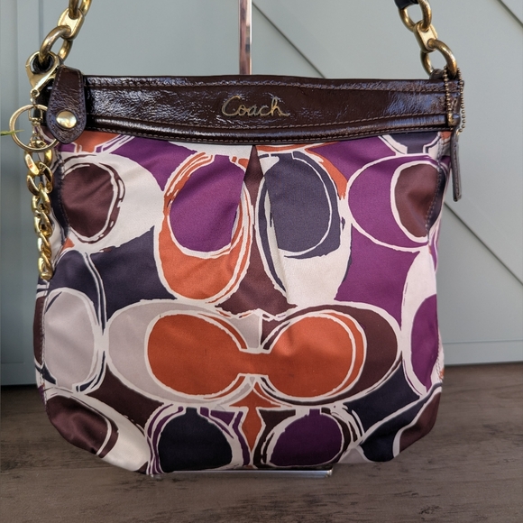 Coach Ashley Hand Drawn ScarfPrint Hippie Shoulder Bag - Picture 4 of 13